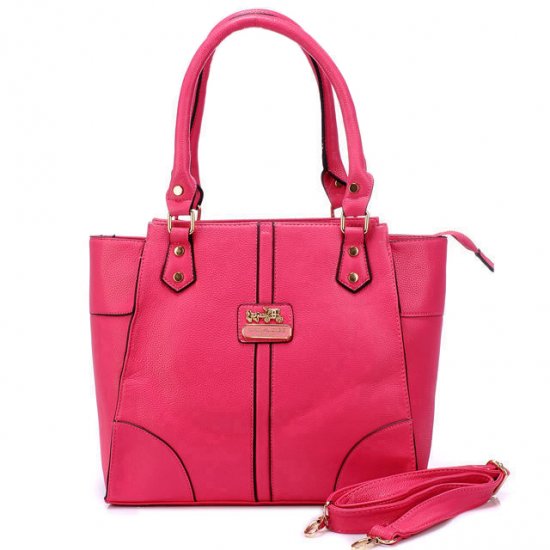 Coach Logo Medium Fuchsia Satchels BJF | Women - Click Image to Close